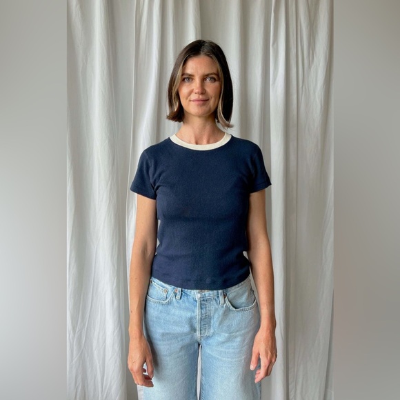 RE/DONE 90s Baby Tee Navy Blue - Picture 1 of 7